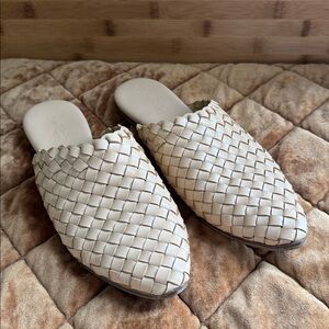 Elegant Cream Woven Mules